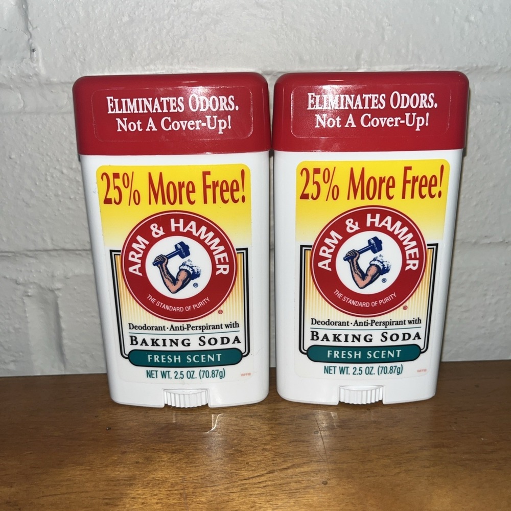 2X RARE Vintage Arm & Hammer Fresh Scent Deodorant Antiperspirant w Baking Soda